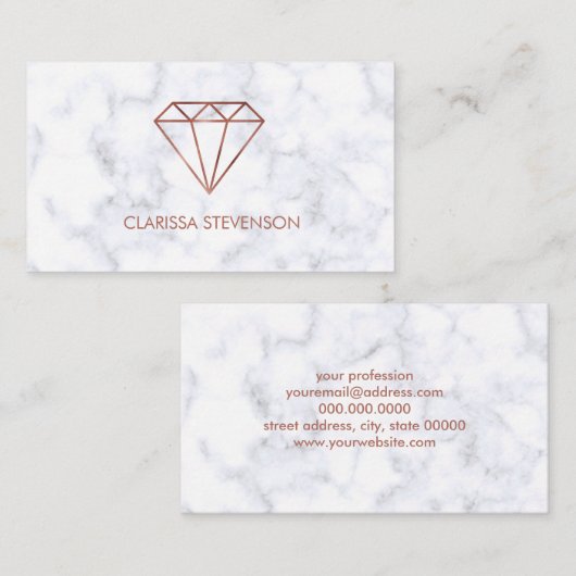 エレガントで澄んなのどのばら色の金ゴールドのダイヤモンドの白の大理石 名刺 (正面/裏面)