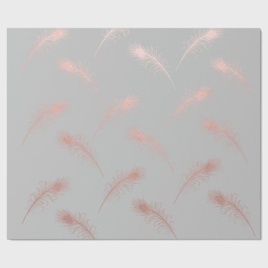 エレガントで澄んなのどのばら色の金ゴールドの羽パターン ラッピングペーパー (フラット)