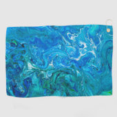 エレガントで熱狂するなレースの瑪瑙2 -青い水 ゴルフタオル (横)