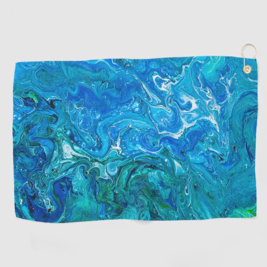 エレガントで熱狂するなレースの瑪瑙2 -青い水 ゴルフタオル (横)