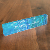 エレガントで熱狂するなレースの瑪瑙2 -青い水 デスクネームプレート (側面)