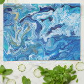 エレガントで熱狂するなレースの瑪瑙6 -オーシャンブルー キッチンタオル (折り畳み)