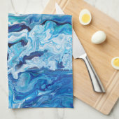 エレガントで熱狂するなレースの瑪瑙6 -オーシャンブルー キッチンタオル (四つ折り)