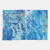 エレガントで熱狂するなレースの瑪瑙6 -オーシャンブルー キッチンタオル (横)