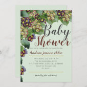 エレガントで現代的な花の庭園 ベビーシャワー 招待状 (正面/裏面)