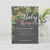 エレガントで現代的な花の庭園 ベビーシャワー 招待状 (スタンド正面)