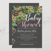 エレガントで現代的な花の庭園 ベビーシャワー 招待状 (正面/裏面)