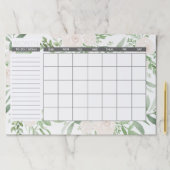 エレガントで白いおよび緑の花の月例カレンダー ペーパーパッド (インサイチュ)