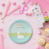 エレガントで白いアヒルの誕生会の紙皿 ペーパープレート (パーティー)