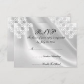エレガントで白いサテン、RSVPの招待状を結婚するレース 出欠カード (正面/裏面)