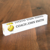 エレガントで白いソフトボールのコーチ デスクネームプレート (側面)
