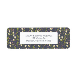 エレガントで白いチューリップの花柄 ラベル