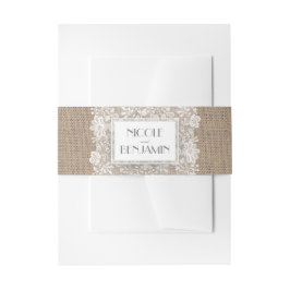 エレガントで白いレースおよびバーラップのヴィンテージの結婚 招待状ベリーバンド