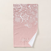 エレガントで白いレースの花柄および紙吹雪のデザイン バスタオルセット (ハンドタオル)