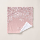 エレガントで白いレースの花柄および紙吹雪のデザイン バスタオルセット (ウォッシュタオル)