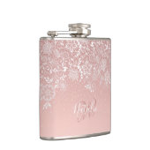 エレガントで白いレースの花柄および紙吹雪のデザイン フラスク (右)