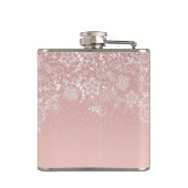 エレガントで白いレースの花柄および紙吹雪のデザイン フラスク (裏面)