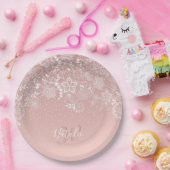 エレガントで白いレースの花柄および紙吹雪のデザイン ペーパープレート (パーティー)