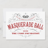 エレガントで白い仮面舞踏会のパーティの招待状 招待状 (正面)
