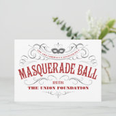 エレガントで白い仮面舞踏会のパーティの招待状 招待状 (スタンド正面)