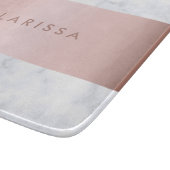 エレガントで白い大理石のばら色の金ゴールドのフェイクなストリップ カッティングボード (角)