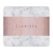 エレガントで白い大理石のばら色の金ゴールドのフェイクなストリップ カッティングボード (正面)