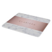 エレガントで白い大理石のばら色の金ゴールドのフェイクなストリップ カッティングボード (角)