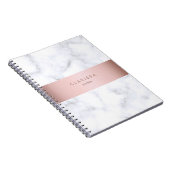 エレガントで白い大理石のばら色の金ゴールドのフェイクなストリップ ノートブック (右側)