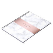 エレガントで白い大理石のばら色の金ゴールドのフェイクなストリップ ノートブック (左側)