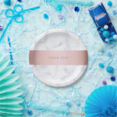 エレガントで白い大理石のばら色の金ゴールドのフェイクなストリップ ペーパープレート (パーティー)