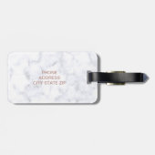 エレガントで白い大理石のばら色の金ゴールドのフェイクなストリップ ラゲッジタグ (裏面横)