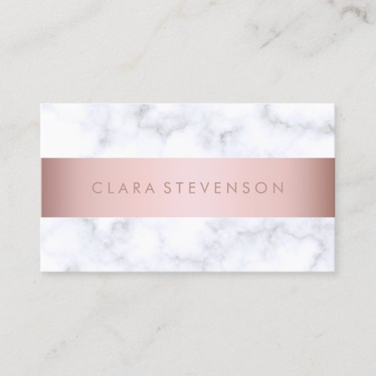 エレガントで白い大理石のばら色の金ゴールドのフェイクなストリップ 名刺 (正面)