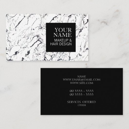 エレガントで白い大理石のメーキャップアーティストのヘアーサロン 名刺 (正面/裏面)