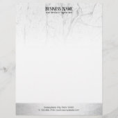 エレガントで白い大理石のモダンな銀製のボーダー レターヘッド (正面)