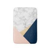 エレガントで白い大理石の金ゴールドのモモ青い色のブロック バスマット (正面縦)