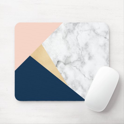 エレガントで白い大理石の金ゴールドのモモ青い色のブロック マウスパッド (マウス)