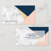 エレガントで白い大理石の金ゴールドのモモ青い色のブロック 名刺 (正面/裏面)