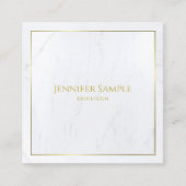 エレガントで白い大理石の金ゴールドの文字の贅沢なテンプレート スクエア名刺 (正面)