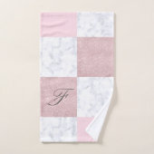 エレガントで白い大理石及びばら色の金ゴールドのグリッターは市松模様になりました バスタオルセット (ハンドタオル)