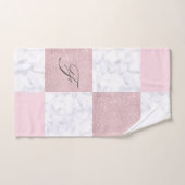 エレガントで白い大理石及びばら色の金ゴールドのグリッターは市松模様になりました バスタオルセット (ハンドタオル)