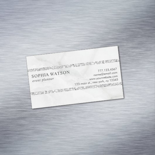 エレガントで白い大理石 マグネット名刺 (インサイチュ)