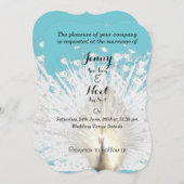 エレガントで白い孔雀は結婚式招待状に羽をつけます 招待状 (正面/裏面)