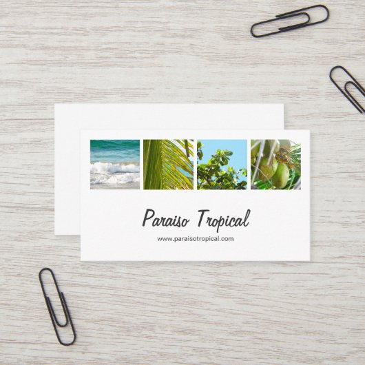 エレガントで白い熱帯写真のコラージュ 名刺 (正面/裏面インサイチュ)