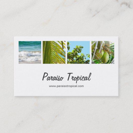 エレガントで白い熱帯写真のコラージュ 名刺 (正面)