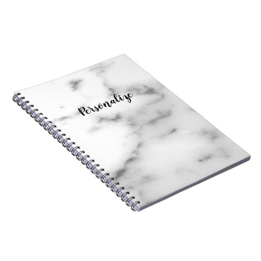 エレガントで白い石造りの大理石のカスタムなノート ノートブック (右側)