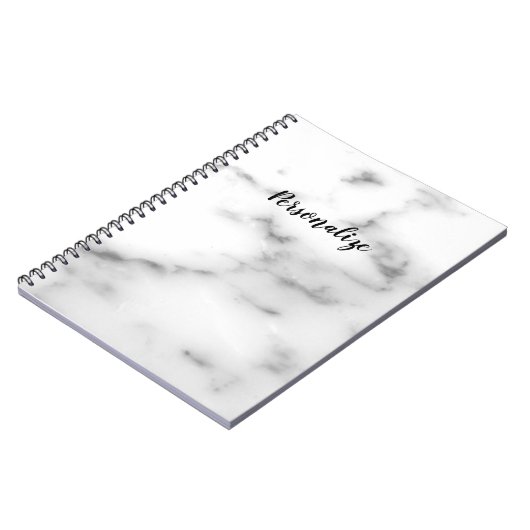 エレガントで白い石造りの大理石のカスタムなノート ノートブック (左側)