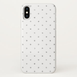 エレガントで白い銀製のグリッターの水玉模様パターン iPhone X ケース