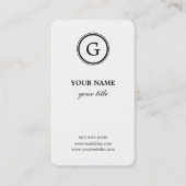 エレガントで白くおよび黒いモノグラムの名刺 名刺 (正面)