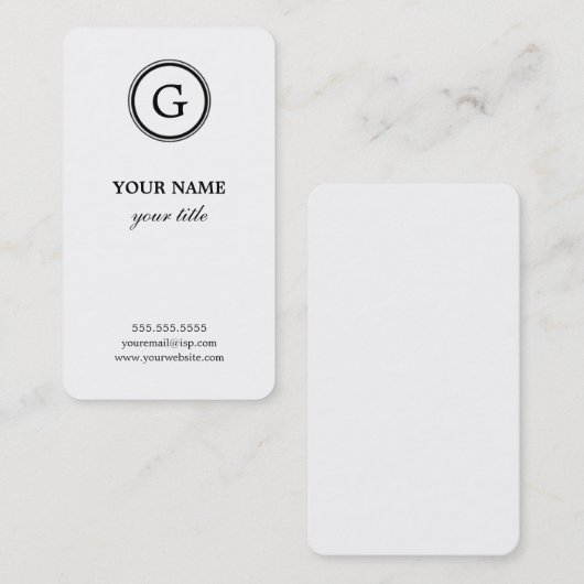 エレガントで白くおよび黒いモノグラムの名刺 名刺 (正面/裏面)