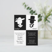エレガントで白くおよび黒い性はパーティーを明らかにします 招待状 (スタンド正面)